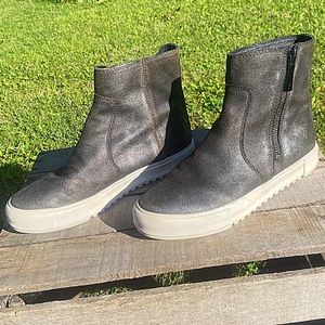 Frye Shimmering Silver Ankle Boots